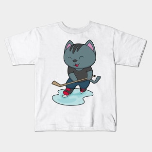 Cat Ice Hockey Ice hockey stick Kids T-Shirt